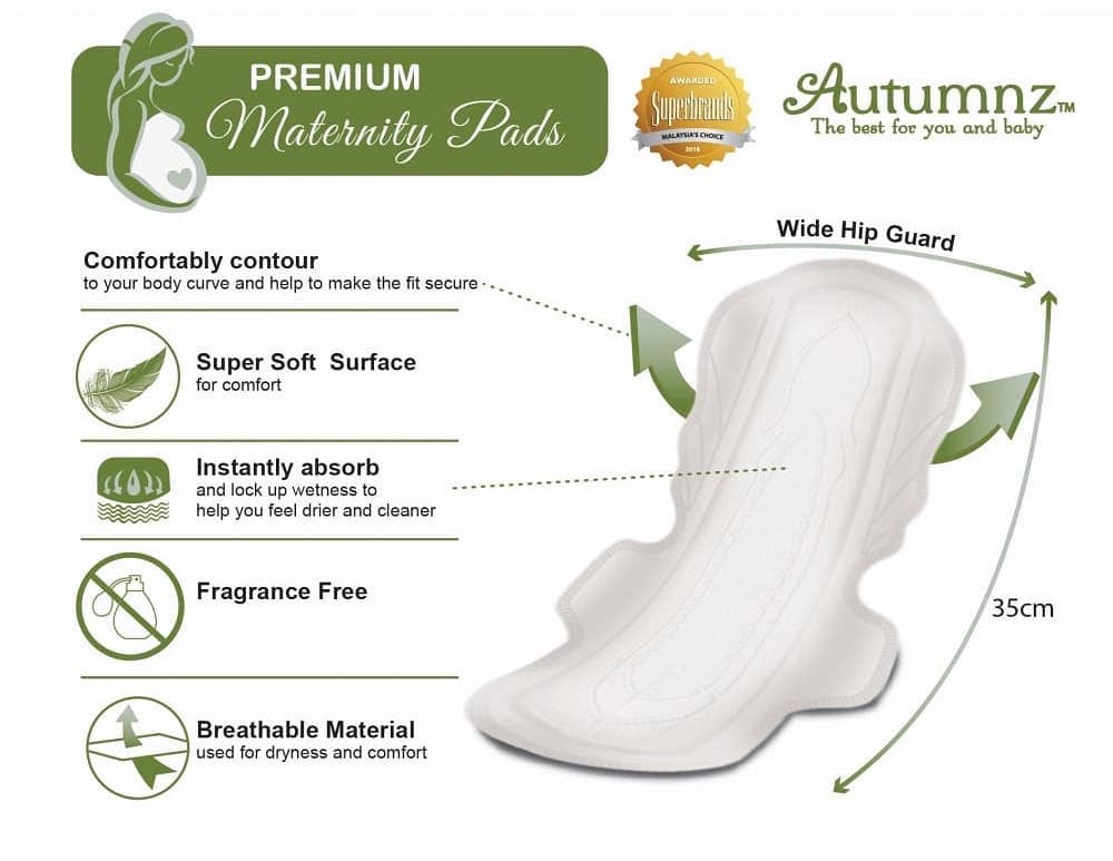 autumnz pregnancy maternity pad overnight heavy flow sanitary pads 生产孕妇排恶露卫生棉巾